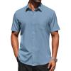 COOFANDY Mens Short Sleeve Button Down Shirts Lightweight Stain Shield Business Casual Dress Shirt Wrinkle Free(Dark Blue)