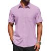 COOFANDY Mens Short Sleeve Button Down Shirts Lightweight Stain Shield Business Casual Dress Shirt Wrinkle Free(Purple)