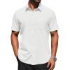 COOFANDY Mens Short Sleeve Button Down Shirts Lightweight Stain Shield Business Casual Dress Shirt Wrinkle Free(White)