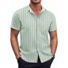COOFANDY Mens Short Sleeve Button Down Shirts Wrinkle Free Dress Shirts Casual Polka Dot Print Shirt with Pocket(Green)