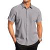 COOFANDY Mens Short Sleeve Button Down Shirts Wrinkle Free Dress Shirts Casual Polka Dot Print Shirt with Pocket(Light Grey)