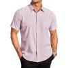 COOFANDY Mens Short Sleeve Button Down Shirts Wrinkle Free Dress Shirts Casual Polka Dot Print Shirt with Pocket(Light Purple)