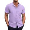 COOFANDY Mens Short Sleeve Button Down Shirts Wrinkle Free Dress Shirts Casual Polka Dot Print Shirt with Pocket(Purple)