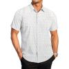 COOFANDY Mens Short Sleeve Button Down Shirts Wrinkle Free Dress Shirts Casual Polka Dot Print Shirt with Pocket(White Print)