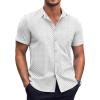COOFANDY Mens Short Sleeve Button Down Shirts Wrinkle Free Dress Shirts Casual Polka Dot Print Shirt with Pocket(White(square))