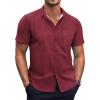 COOFANDY Mens Short Sleeve Button Down Shirts Wrinkle Free Dress Shirts Casual Polka Dot Print Shirt with Pocket(Wine Red)