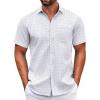 COOFANDY Mens Short Sleeve Casual Button Down Shirts Summer Untucked Dress Shirts with Pocket(Blue Dot-white)