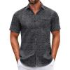 COOFANDY Mens Short Sleeve Casual Button Down Shirts Summer Untucked Dress Shirts with Pocket(Geometry Black)