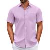 COOFANDY Mens Short Sleeve Casual Button Down Shirts Summer Untucked Dress Shirts with Pocket(Lavender)