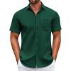 COOFANDY Mens Short Sleeve Casual Button Down Shirts Summer Untucked Dress Shirts with Pocket(Ponderosa Pine)