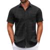 COOFANDY Mens Short Sleeve Casual Button Down Shirts Summer Untucked Dress Shirts with Pocket(White Dot-black)