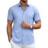 COOFANDY Men’s Short Sleeve Dress Shirts Casual Button Down Wrinkle Free Regular Fit Business Untucked Shirts(Angel Falls)