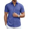 COOFANDY Men’s Short Sleeve Dress Shirts Casual Button Down Wrinkle Free Regular Fit Business Untucked Shirts(Captain’s Blue)
