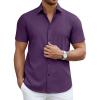 COOFANDY Men’s Short Sleeve Dress Shirts Casual Button Down Wrinkle Free Regular Fit Business Untucked Shirts(Crown Jewel)