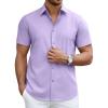 COOFANDY Men’s Short Sleeve Dress Shirts Casual Button Down Wrinkle Free Regular Fit Business Untucked Shirts(Purple Rose)