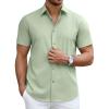 COOFANDY Men’s Short Sleeve Dress Shirts Casual Button Down Wrinkle Free Regular Fit Business Untucked Shirts(Sea Foam)