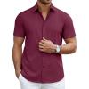 COOFANDY Men’s Short Sleeve Dress Shirts Casual Button Down Wrinkle Free Regular Fit Business Untucked Shirts(Tawny Port)