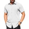 COOFANDY Men’s Short Sleeve Dress Shirts Stain Shield Button Down Shirt for Summer Business Wedding Party(White)