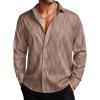 COOFANDY Men’s Silk Satin Dress Shirts Jacquard Long Sleeve Floral Button Up Shirts Party Prom Wedding Shirt(Brown Twist)