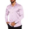 COOFANDY Men’s Silk Satin Dress Shirts Jacquard Long Sleeve Floral Button Up Shirts Party Prom Wedding Shirt(Lavender)