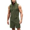 COOFANDY Mens Sleeveless Workout Hoodie Shorts Set 2 Piece Outfits Hooded Tank Tops Gym Tracksuit Sweatsuits(Army Green)
