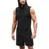 COOFANDY Mens Sleeveless Workout Hoodie Shorts Set 2 Piece Outfits Hooded Tank Tops Gym Tracksuit Sweatsuits(Black)