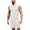 COOFANDY Mens Sleeveless Workout Hoodie Shorts Set 2 Piece Outfits Hooded Tank Tops Gym Tracksuit Sweatsuits(White)