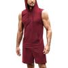 COOFANDY Mens Sleeveless Workout Hoodie Shorts Set 2 Piece Outfits Hooded Tank Tops Gym Tracksuit Sweatsuits(Wine Red)