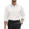 COOFANDY Mens Stretch Dress Shirts Long Sleeve Button Down Shirt Regular Fit Formal Business Shirts(A White)