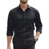 COOFANDY Mens Stretch Dress Shirts Long Sleeve Button Down Shirt Regular Fit Formal Business Shirts(Black-polka Dots)