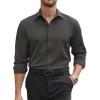 COOFANDY Mens Stretch Dress Shirts Long Sleeve Button Down Shirt Regular Fit Formal Business Shirts(Dark Grey)