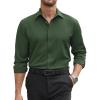 COOFANDY Mens Stretch Dress Shirts Long Sleeve Button Down Shirt Regular Fit Formal Business Shirts(Deep Green)