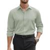 COOFANDY Mens Stretch Dress Shirts Long Sleeve Button Down Shirt Regular Fit Formal Business Shirts(Light Green)