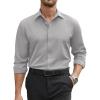 COOFANDY Mens Stretch Dress Shirts Long Sleeve Button Down Shirt Regular Fit Formal Business Shirts(Light Grey)