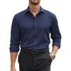 COOFANDY Mens Stretch Dress Shirts Long Sleeve Button Down Shirt Regular Fit Formal Business Shirts(Midnight Blue)