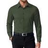 COOFANDY Mens Stretch Dress Shirts Long Sleeve Button Down Shirt Regular Fit Formal Business Shirts(Olive Green)