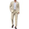 COOFANDY Mens Suit 2 Piece Suit Classic Fit Two Button Blazer Jacket Pants Set Business Wedding Party Suits for Men(Light Khaki)