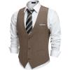 COOFANDY Men’s Suit Vest Slim Fit Casual Business Vests Lightweight V-Neck Formal Dress Waistcoat for Wedding Prom(Brown)