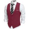 COOFANDY Men’s Suit Vest Slim Fit Casual Business Vests Lightweight V-Neck Formal Dress Waistcoat for Wedding Prom(Wine Red)