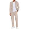 COOFANDY Men’s Suits 2 Piece Slim Fit Suit Set 2 Button Lightweight Casual Knit Blazer Suit Jacket Pants(Champagne)