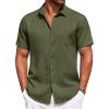 COOFANDY Men’s Summer Beach Vacation Shirt Casual Button Down Short Sleeve Shirt Hawaiian Tropical Resort Wear(Army Green)
