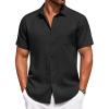 COOFANDY Men’s Summer Beach Vacation Shirt Casual Button Down Short Sleeve Shirt Hawaiian Tropical Resort Wear(Black)
