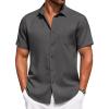 COOFANDY Men’s Summer Beach Vacation Shirt Casual Button Down Short Sleeve Shirt Hawaiian Tropical Resort Wear(Dark Grey)