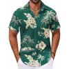 COOFANDY Men’s Summer Beach Vacation Shirt Casual Button Down Short Sleeve Shirt Hawaiian Tropical Resort Wear(Green-yellow Flowers)