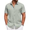 COOFANDY Men’s Summer Beach Vacation Shirt Casual Button Down Short Sleeve Shirt Hawaiian Tropical Resort Wear(Light Green)