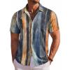 COOFANDY Men’s Summer Beach Vacation Shirt Casual Button Down Short Sleeve Shirt Hawaiian Tropical Resort Wear(Striped – Oil Painting)