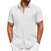 COOFANDY Men’s Summer Beach Vacation Shirt Casual Button Down Short Sleeve Shirt Hawaiian Tropical Resort Wear(White)