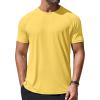 COOFANDY Mens Swim Shirt Short Sleeve UPF 50+ Sun Protection Shirt Rah Guard Athletic Quick Dry T Shirts(Yellow)