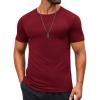 COOFANDY Men’s T Shirt Short Sleeve Crew Neck T-Shirts Casual Summer Classic Basic Tees(Wine Red)