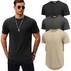 COOFANDY Mens T Shirts Casual Short Sleeve Cotton Tee Shirts Hipster Hip Hop Longline T-Shirt Basic Summer Tops(3 Pack- Black/ Dark Grey / Grey)